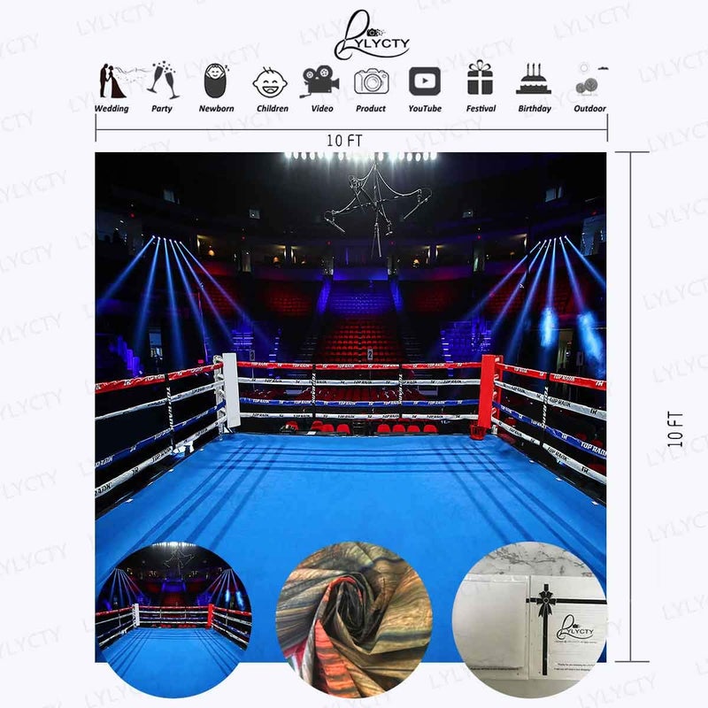 LYLYCTY Boxing Ring Backdrops for Photography 10x10ft Children Boys Birthday Party Background for Portrait Adults Party Banner Photo Booth Studio Props - Image 2